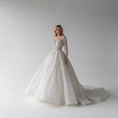 LoveaParis Luxus Weiß Glitzer Perlen Ballkleid Langarm Braut Hochzeit