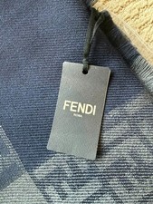 FENDI - Men's scarf wool navy grey - NEW w/ TAGS