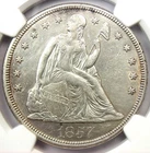 1857 Seated Liberty Silver Dollar $1 - Certified NGC AU Detail - Rare Date!