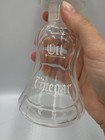 Antique Vintage Glass Oil & Vinegar Cruet Bottle w/Sterling Stopper White Script