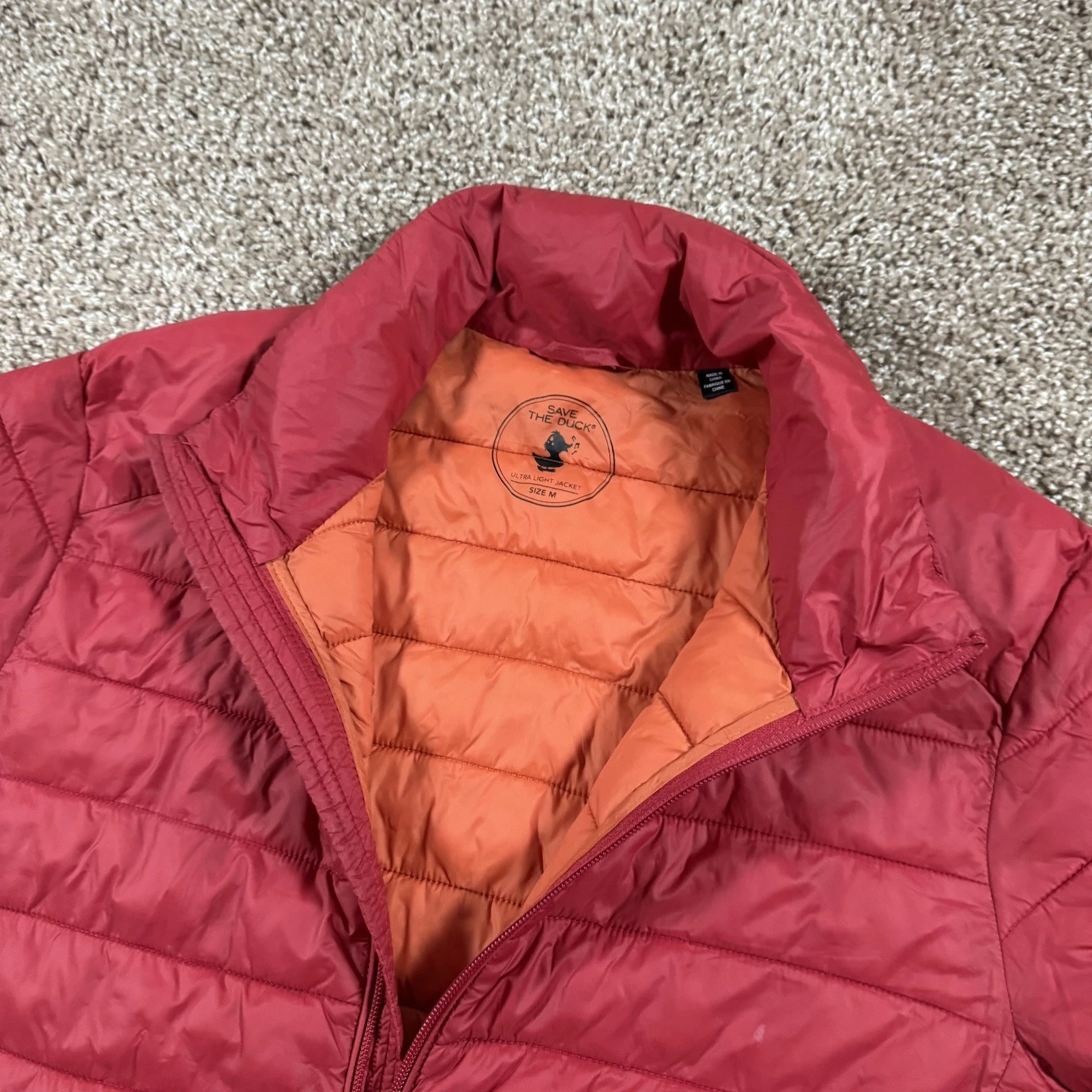 Save the Duck Ultra Light Jacket Puffer Mens Size Small Full Zip Plumtech Red image 15