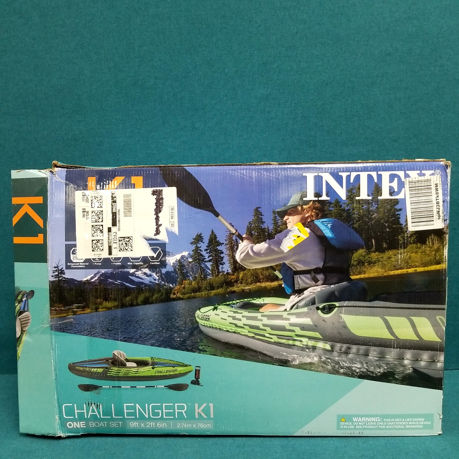 INTEX Challenger K1 Inflatable Single Person Kayak Set in Box UNTESTED!
