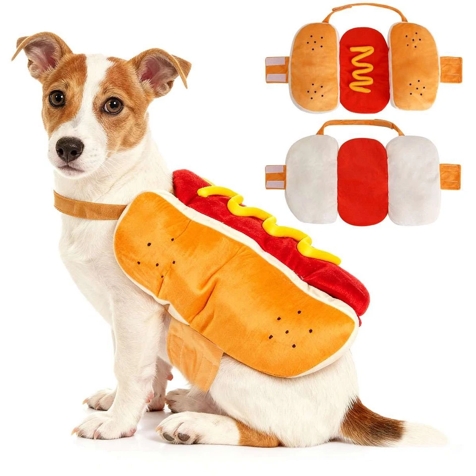 Dog Cat Hot Dog Costume Clothes Halloween Funny Pet Costume for Small Medium Pet - Image 4 of 4