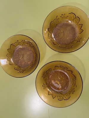 Indiana Glass Tiara Sandwich Amber Cereal Bowls, Set Of 3