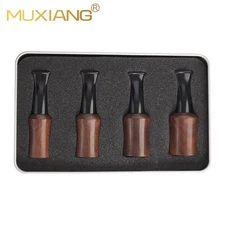 MUXIANG 4pcs Ebony Wood Cigar Mouthpiece Cigar Tips Holder 38-57 Ring Gift Box