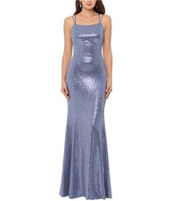 Betsy & Adam Womens Sequin Gown Dress, Blue, 4