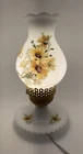 Vintage 1960’s Milk Glass Electric Hurricane Lamp Hand Painted Sunflowers 11 In