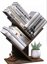 R RUISHENG 3 Tier Small Tree Bookshelf Desk Book Organizer Books Magazines CDs