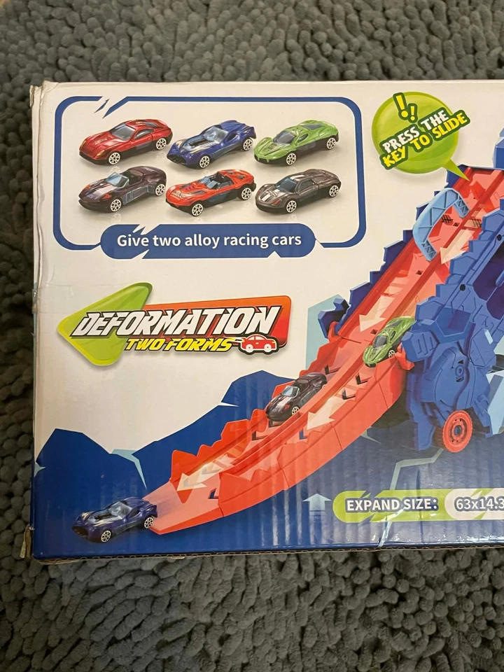 Foldable Dinosaur Transport Truck with Sliding Track T-Rex Transformation Toy - Image 2 of 4