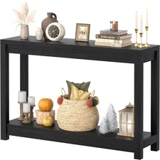 47" Farmhouse Wood Entryway Table Narrow Console Table with Storage Behind Co...