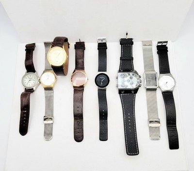 Lot of 10 Men's Watches Need Batteries For Repair or Parts 8 Skagen Gruen Oulm