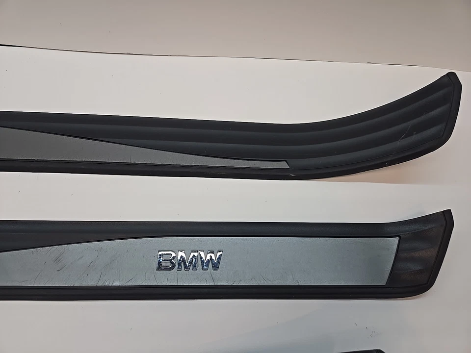 04 05 06 07 BMW 530i 530Xi E60 Trim Door Sill Scuff Plate Set Black Grey OEM - Image 4 of 4