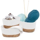 LIVIVO Seagrass Storage Basket Set of 3 Stackable Home Laundry Organiser