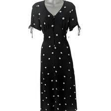 NWOT Sz. 6P Vince Camuto Black & White Polka Dot Crepe Midi Dress