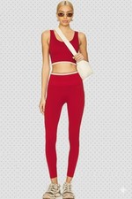 New Spiritual Gangster Set Love Red Workout 7/8 Legging Long Line Bra Revolve XS