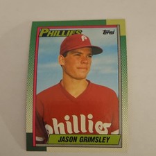 Topps 1990 Jason Grimsley Rookie #493 Philadelphia Phillies MLB Baseball Card. rookie card picture