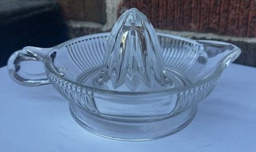 Vintage Pressed Glass Juicer Orange Lemon Citrus Squeezer Mid Century Modern