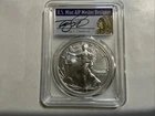 2018 W Burnished Silver Eagle FDOI PCGS SP70 Master Designer Indian Chief Label