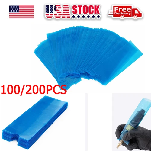 100/200Pcs Tattoo Machine Bags Clip Cord Sleeves Disposable Plastic Cover Bags - product listing photo