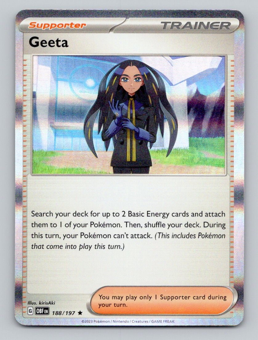 Holo Geeta 188/197 Rare Obsidian Flames Pokemon