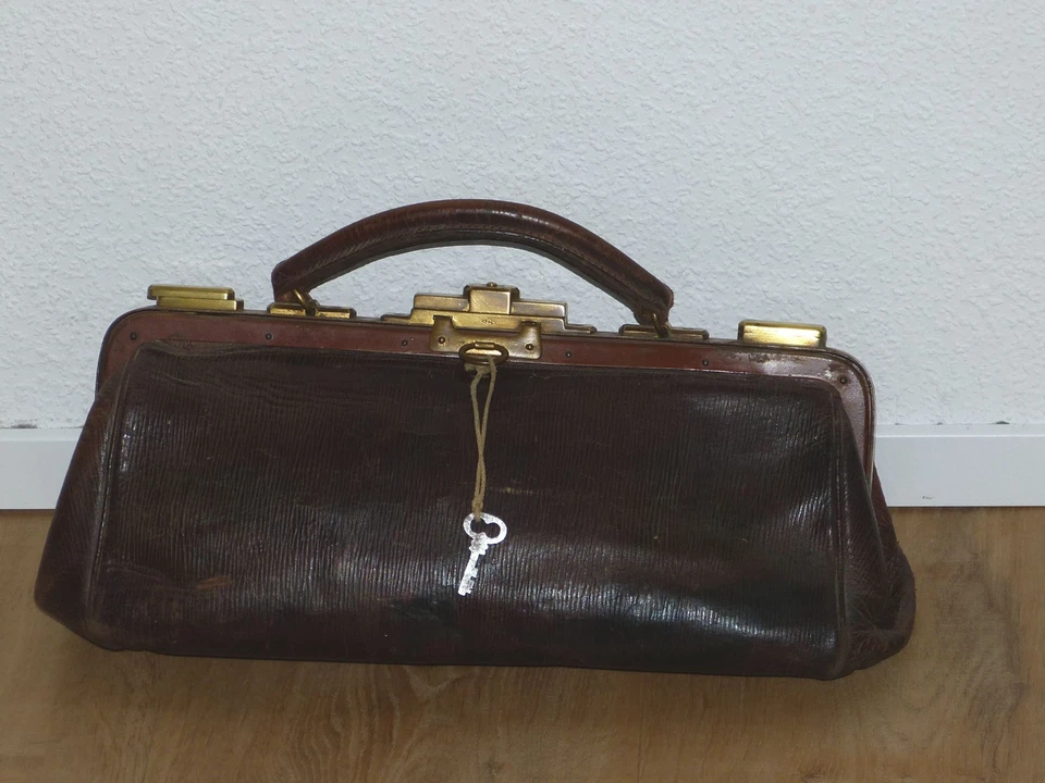 Hebammentasche Hebammenkoffer Arzttasche Arztkoffer Leder Antik Jugendstil - Bild 2 von 4