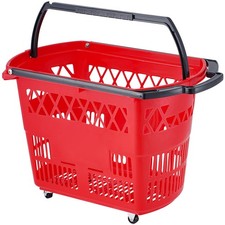 Uimoso Plastic Rolling Shopping Trolley Basket On Wheels 6PCS 39L with Handle