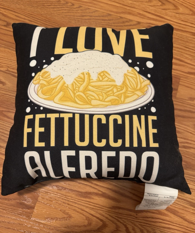 I Love Fettuccine Alfredo Graphic Print Throw Pillow 16x16 Black Square Kids