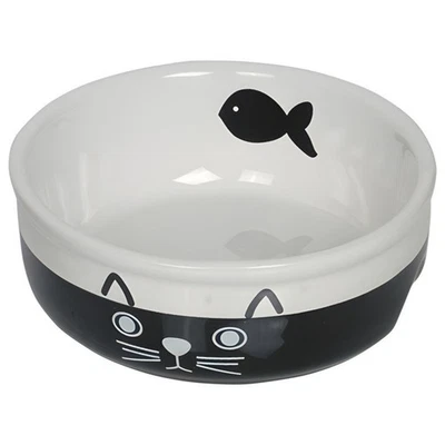 Nobby Katzen Keramikschale schwarz/weiß Ø 13,5cm Face Napf für Futter - Bild 1 von 3