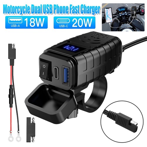 QC 3.0 Motorcycle Dual USB Phone GPS Super Fast Charger Adapter LED Waterproof - 第 1/8 張圖片