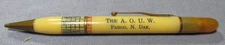 1930s AOUW Fargo North Dakota Lodge PENCIL Ancient Order of United Workmen