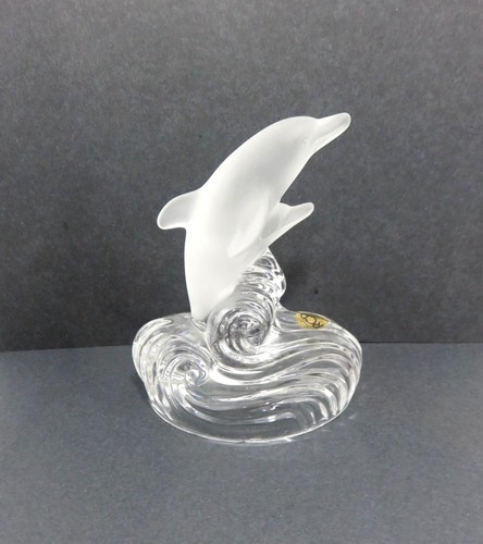 RCR Frosted Glass Dolphin Figurine Italy Vintage 5.3"