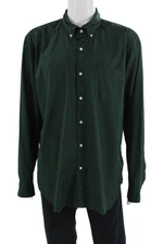 J Crew Mens Classic Fit Collared Button-Down Shirt Green Size XL