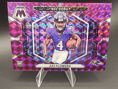 2023 Panini Mosaic - Zay Flowers NFL Debut Purple Mosaic Prizm #ND-18 /49 (RC)