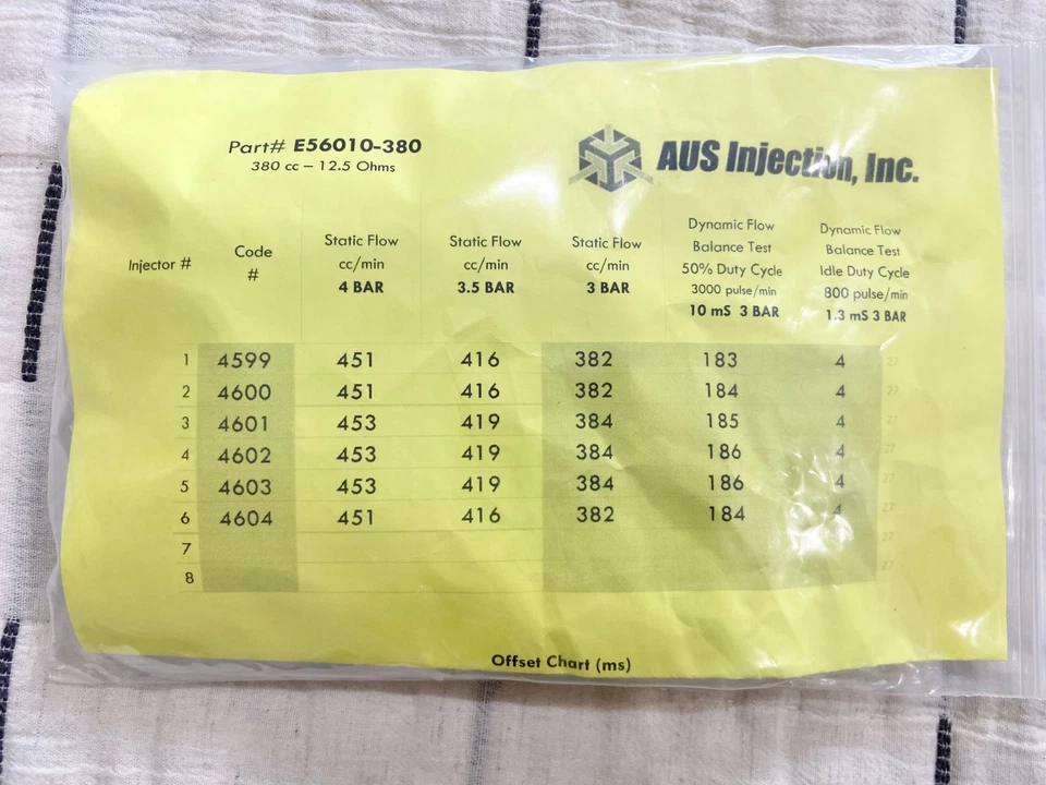 Pack of 6 AUS injection inc.  Injectors #E56010-380 -  380cc - 12.5 Ohms - Image 3 of 3