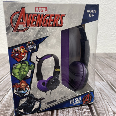 Black Panther Marvel Avengers Kids Headphones In-Line Microphone BRAND NEW