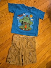 Dinosaur Jungle T-shirt  Cargo Short Outfit, 3T