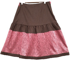 OILILY Womens Sz 38 US Med Lambswool Blend Brown Pink Midi Skirt Side Zipper