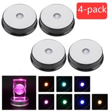 4PCS LED Light Color Changing Glass Crystal Display Base Stand Decoration Art