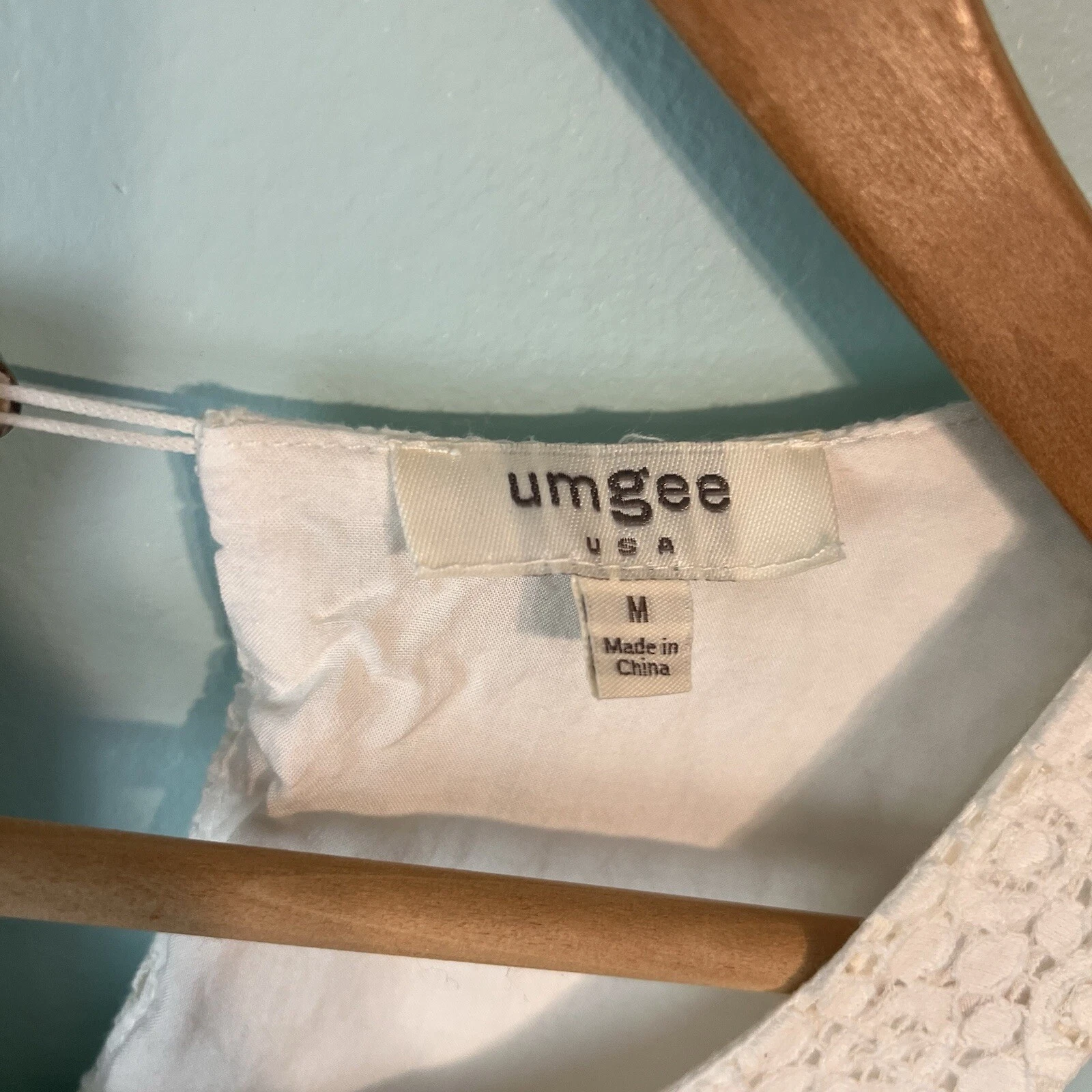 OFF WHITE Abito UMGEE senza maniche in pizzo ricamato bianco sporco panna bohemien taglia M
