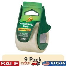 9 Pack General Purpose Packing Tape W/ Dispenser Shipping Moving Storage New