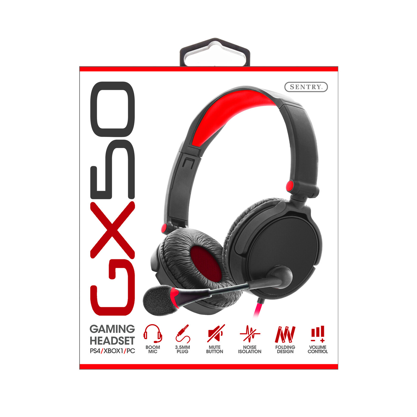 GX50: Gaming Headset In Red Model # 06ST-HS-GX50RD, By Sentry Industries