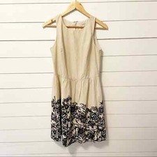 LOFT | Linen Blend Floral Fit and Flare Dress Size 6