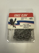 EAGLE CLAW 049SSF-4/0 FAST GRIP TROT LINE HOOKS LIMERICK 50 COUNT
