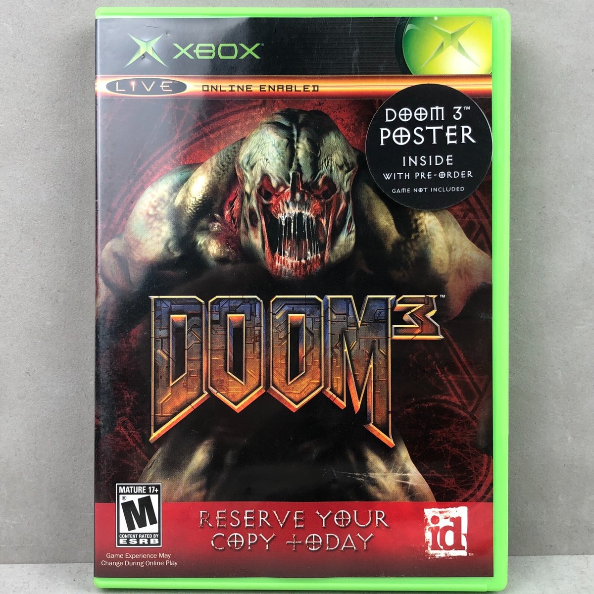 EXTREMELY RARE Xbox Doom 3 Gateway to Hell Pre-order Game Poster w 