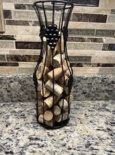 Metal Wire Carafe WINE BOTTLE CORK Holder Decorative Home Decor For Wine Lovers!