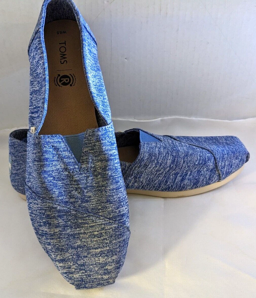 Toms Classic Light Blue Comfort Loafer Slip on Shoes 8.5W Removable Insoles