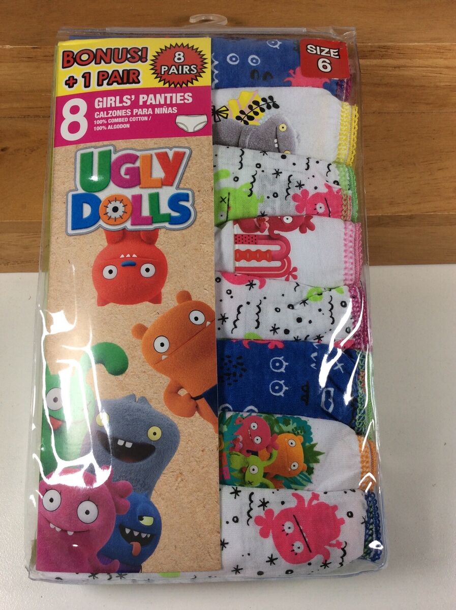 New Handcraft Ugly Dolls 8 Pack Girl Panties Underwear 100% Cotton Size 6