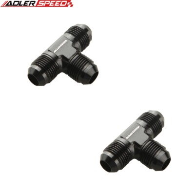 US STOCK 2PCS Aluminum AN8 to 8AN to -8AN Male Tee T-Piece Fitting Adapter Black