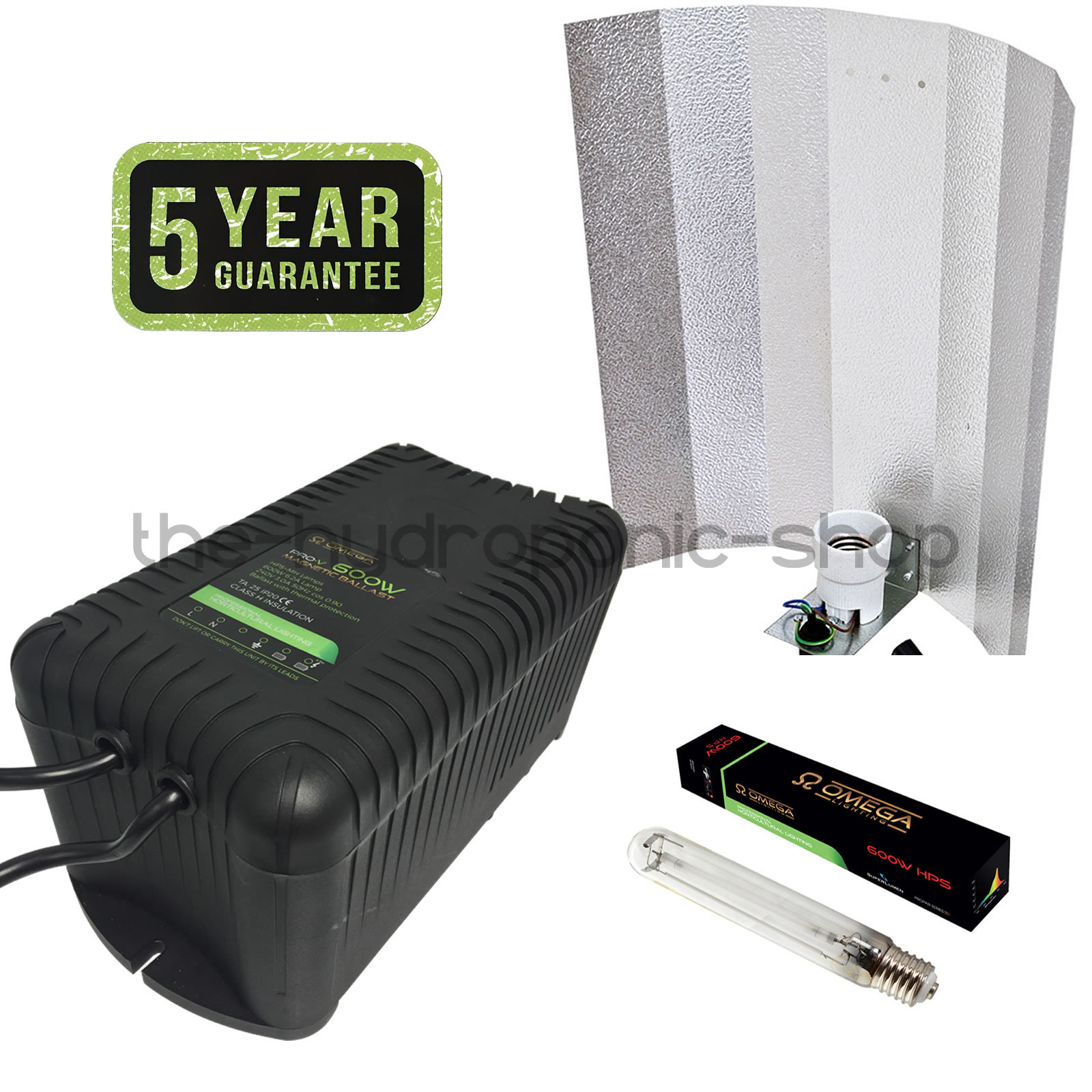 Omega 600W Watt Plastic Vented Ballast Euro Shade Light Kit With Super HPS