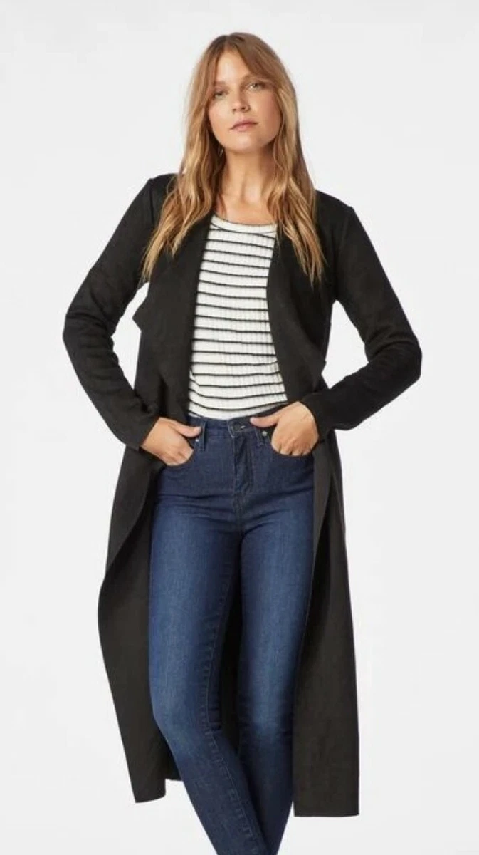 Stunning Black Belted Waterfall Jacket Long Trench Rrp 74 18 xxl summer coat